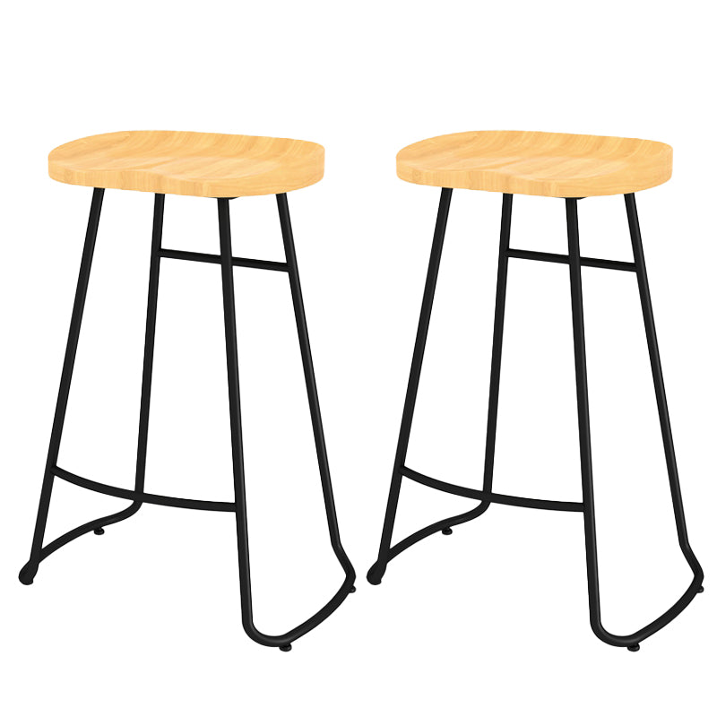 Modern Contoured Seat Counter Stool Solid Wood Backless Counter-height Stool