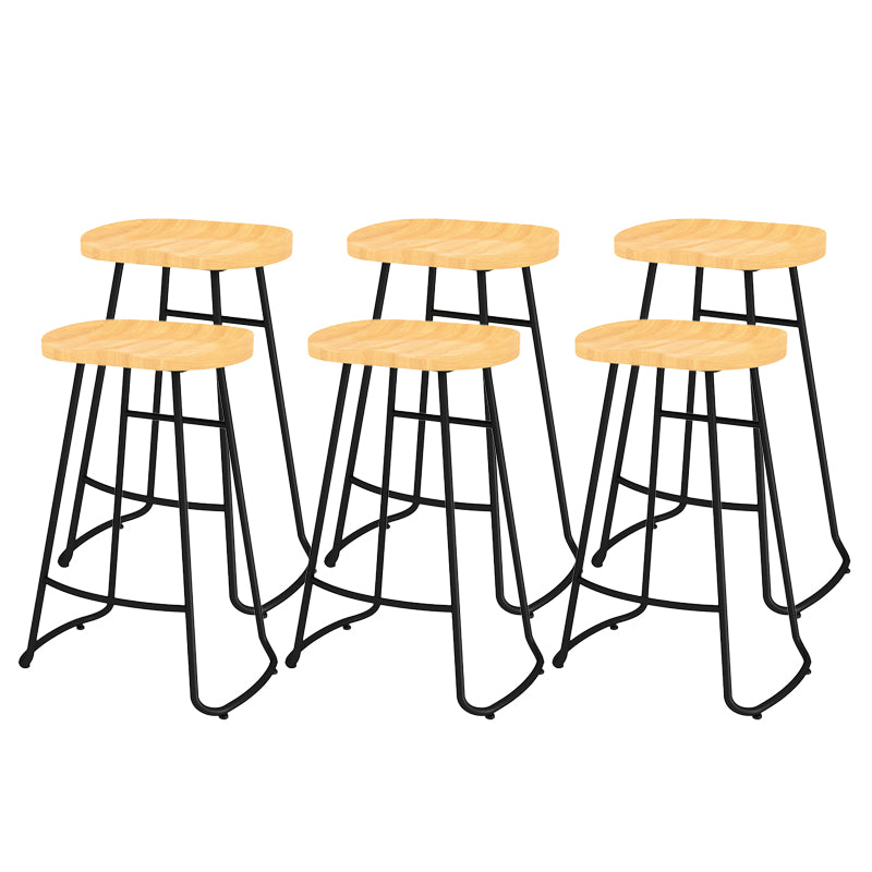 Modern Contoured Seat Counter Stool Solid Wood Backless Counter-height Stool