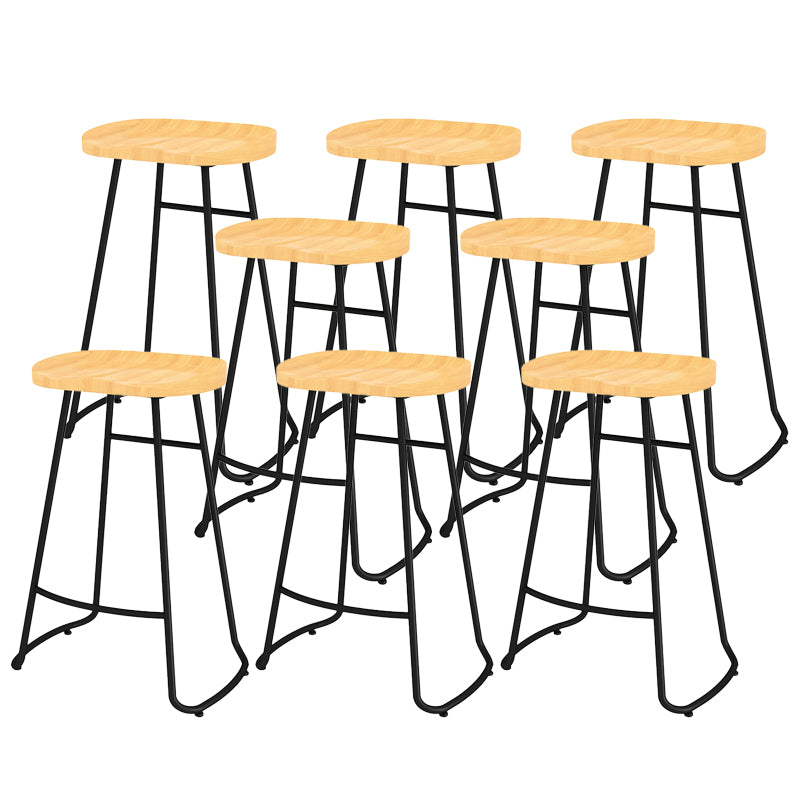 Modern Contoured Seat Counter Stool Solid Wood Backless Counter-height Stool