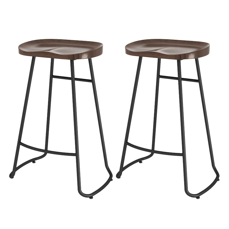 Modern Contoured Seat Counter Stool Solid Wood Backless Counter-height Stool