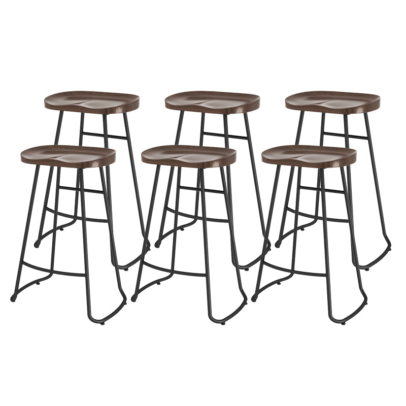 Modern Contoured Seat Counter Stool Solid Wood Backless Counter-height Stool