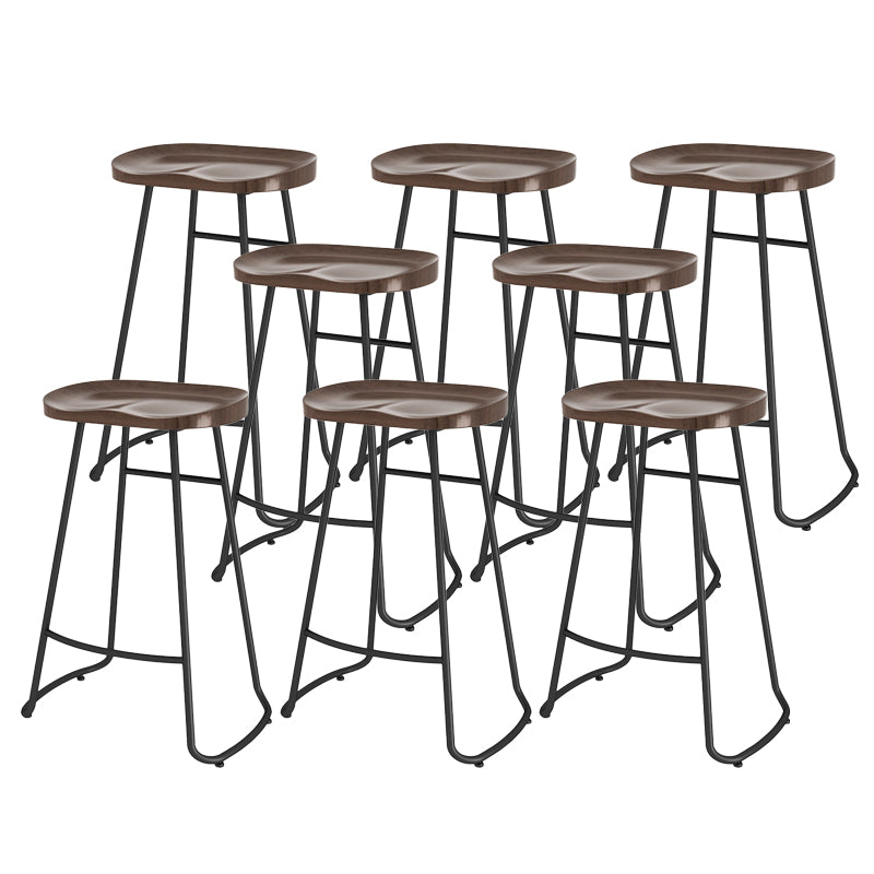 Modern Contoured Seat Counter Stool Solid Wood Backless Counter-height Stool
