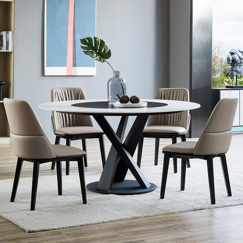 Modern Style Sintered Stone Dining Round Table Set 1/4/5/7/9 Pieces Dining Set