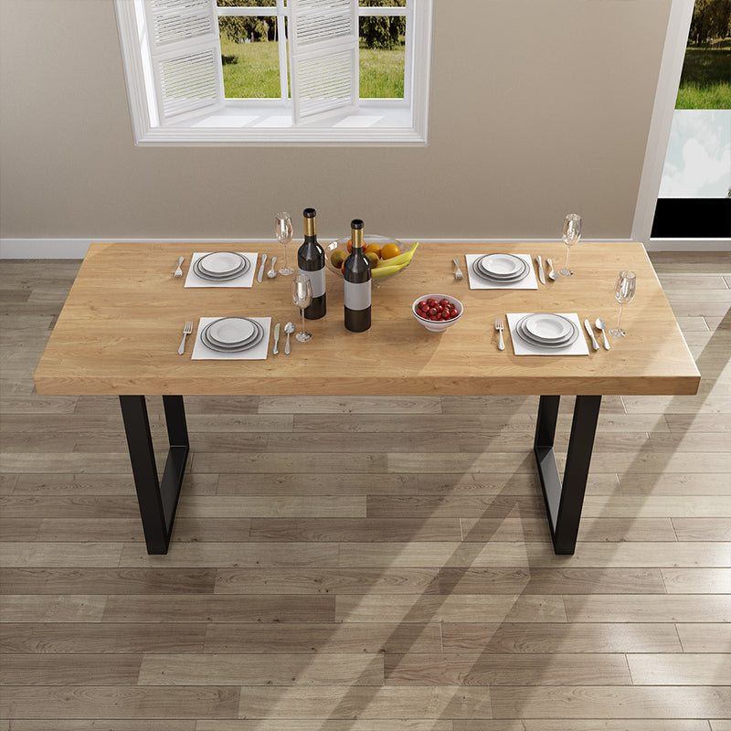 Industrial Natural Dining Site Table Rectangle Metal Sled Dining Table