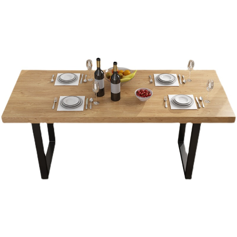 Industrial Natural Dining Site Table Rectangle Metal Sled Dining Table