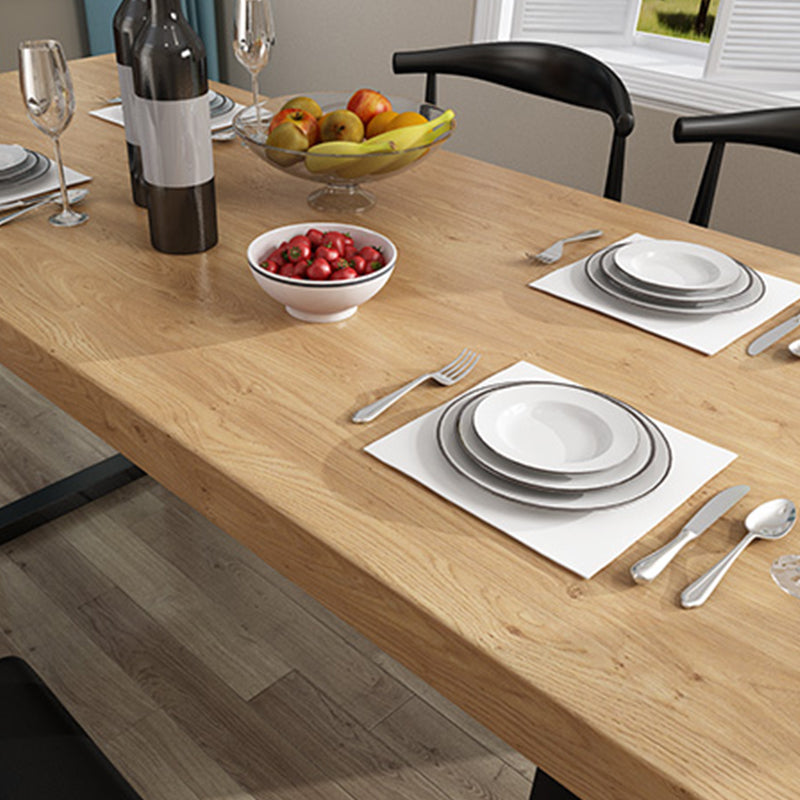 Industrial Natural Dining Site Table Rectangle Metal Sled Dining Table