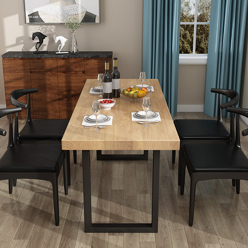 Industrial Natural Dining Site Table Rectangle Metal Sled Dining Table