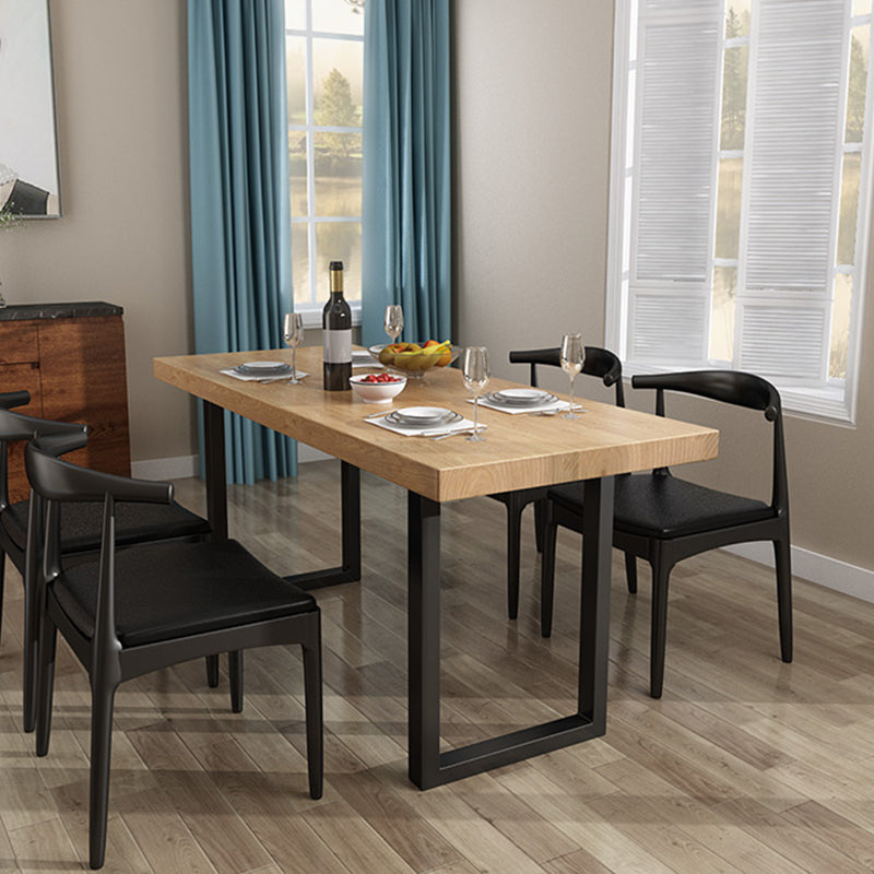 Industrial Natural Dining Site Table Rectangle Metal Sled Dining Table
