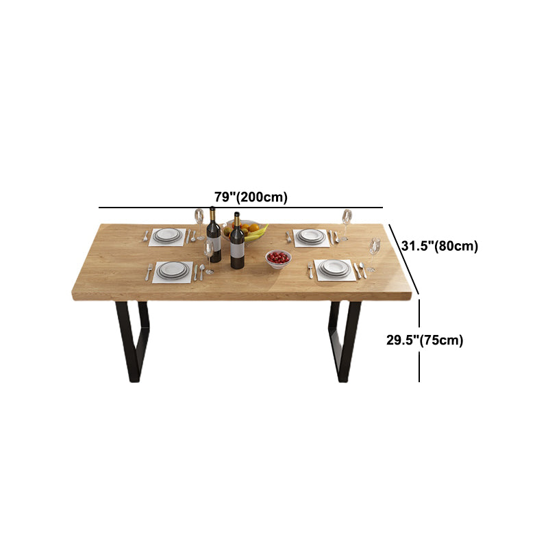 Industrial Natural Dining Site Table Rectangle Metal Sled Dining Table