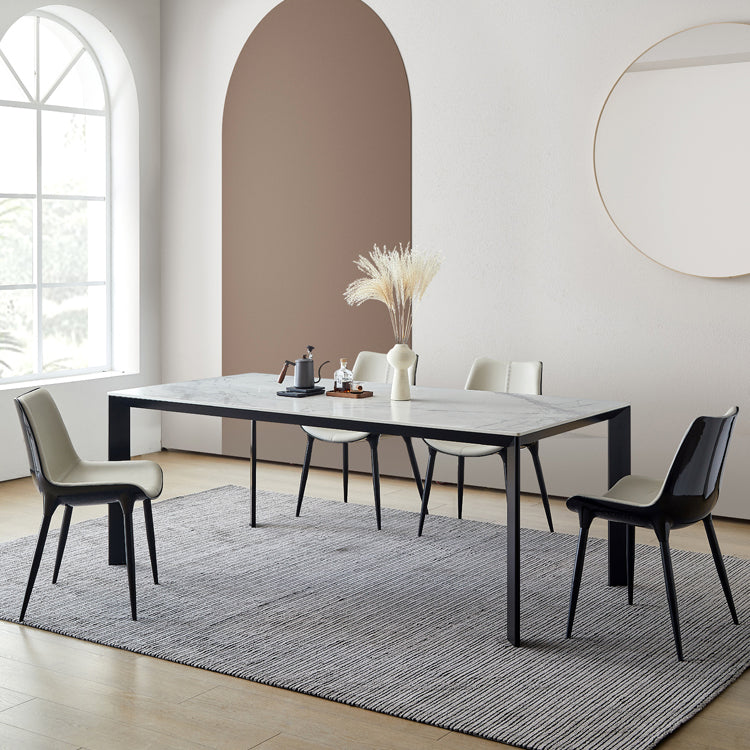 Rectangle Stone Dining Table Contemporary Metal 4 Legs Dining Table