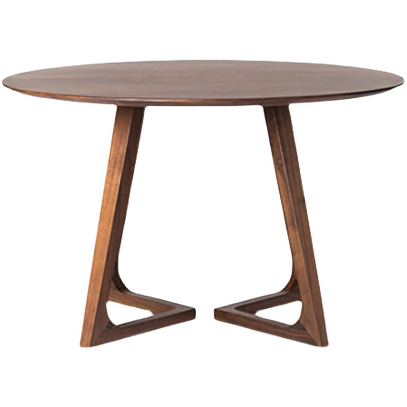 Modern Round Dining Table Pine Solid Wood Natural Double Pedestal Table