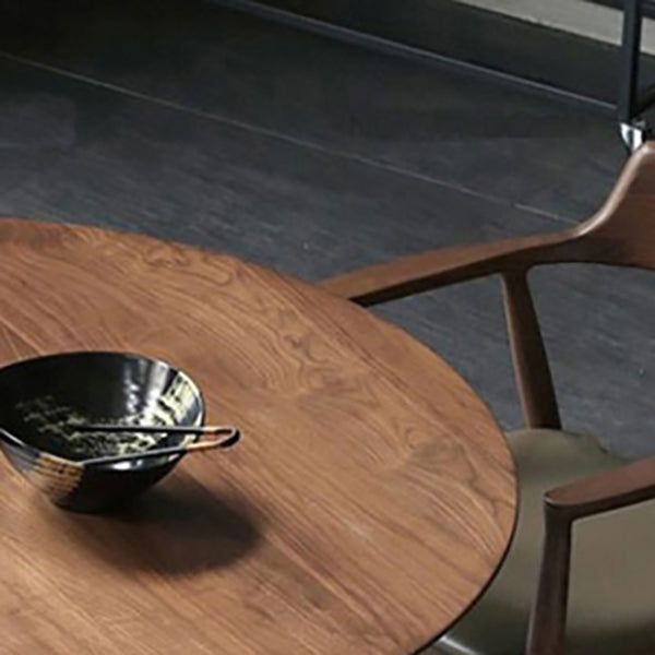 Modern Round Dining Table Pine Solid Wood Natural Double Pedestal Table