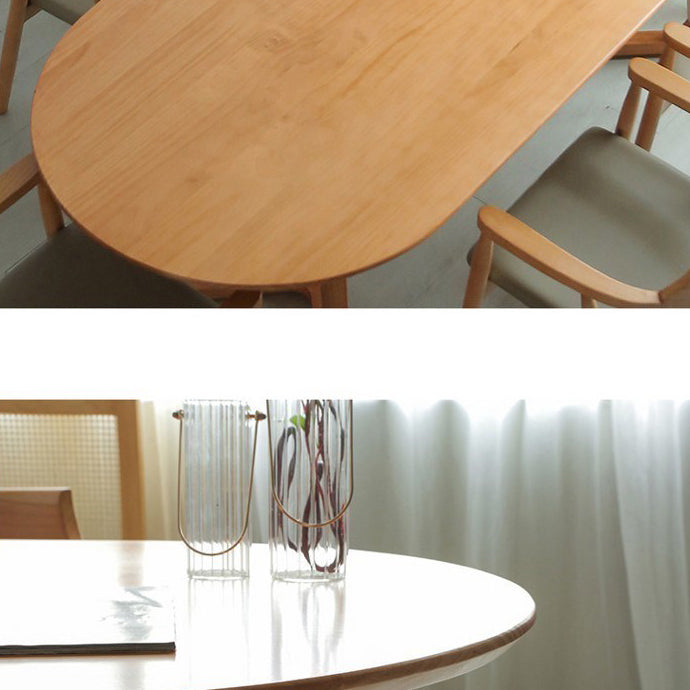 Oval Solid Wood Dining Room Table Modern Double Pedestal Natural Frame Table