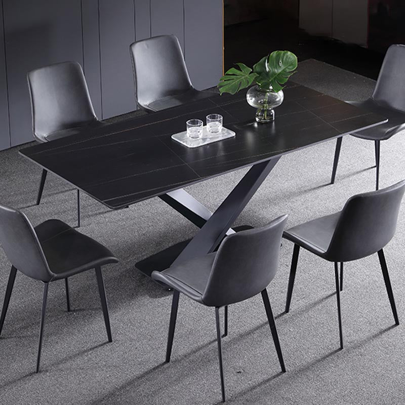 Simple Stone Top Dinette Table Metal Base Dining Table for Living Room