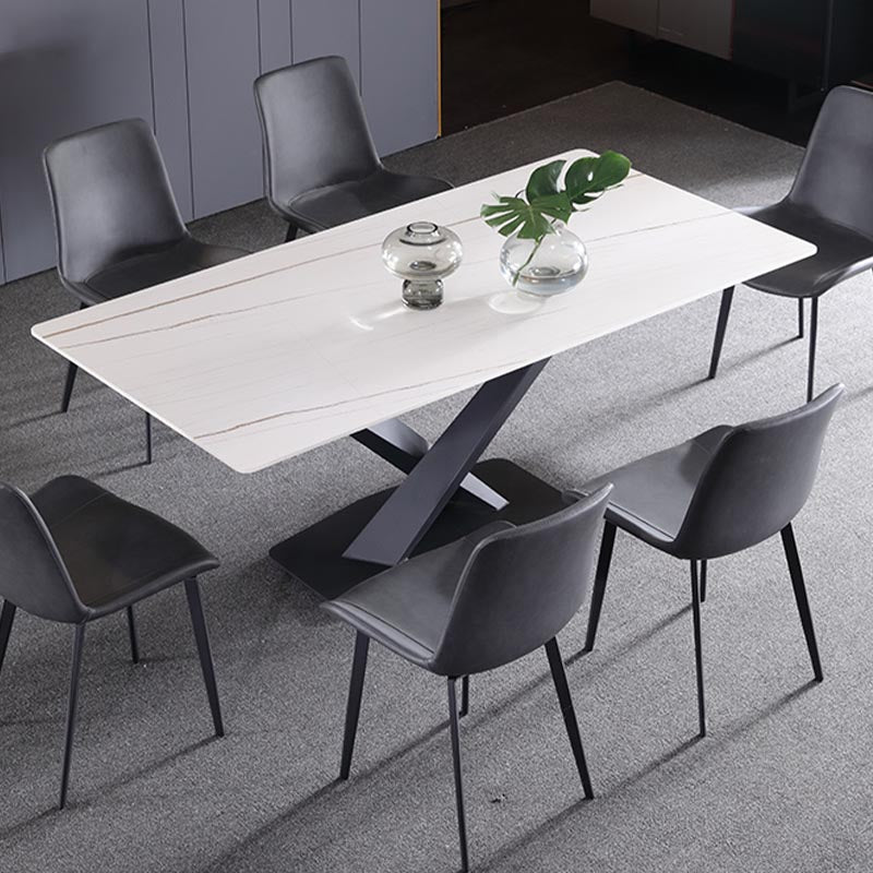 Simple Stone Top Dinette Table Metal Base Dining Table for Living Room