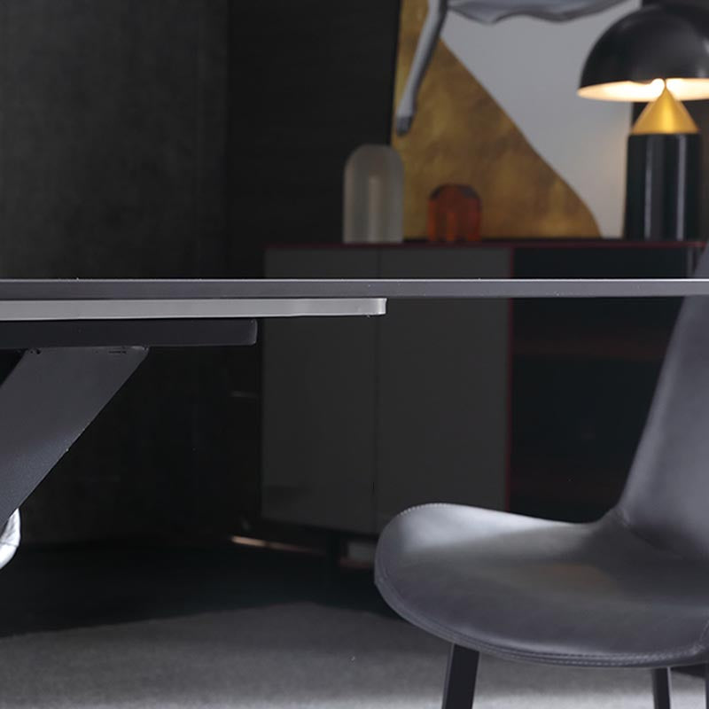 Simple Stone Top Dinette Table Metal Base Dining Table for Living Room