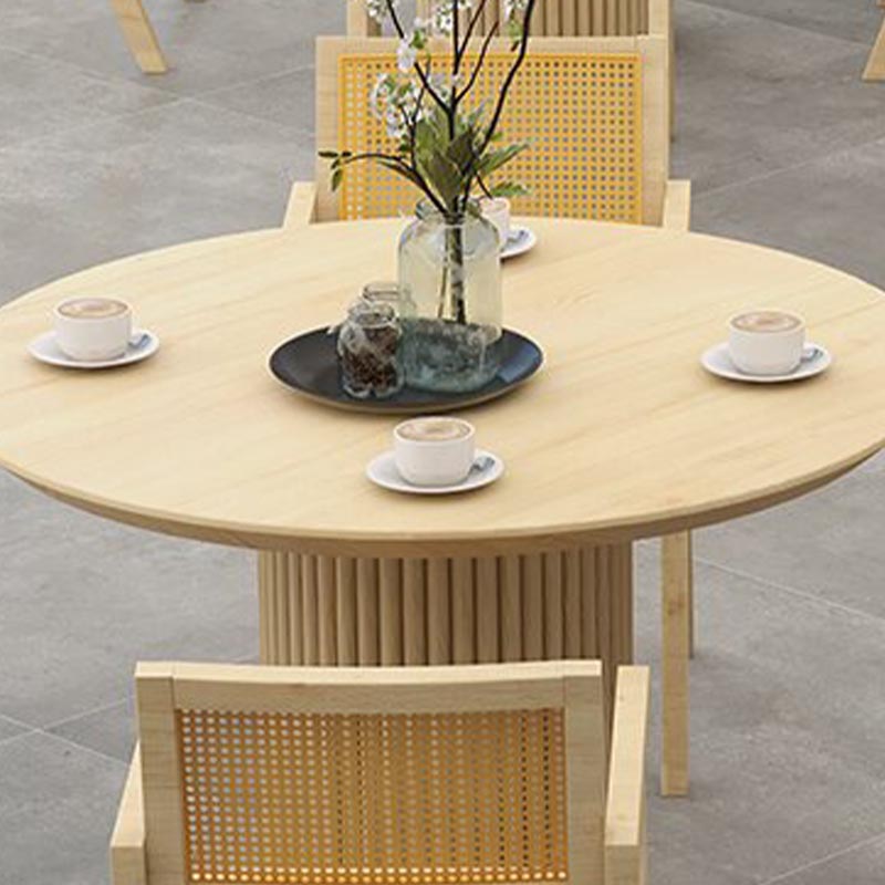 Modern Pedestal Casual Dining Table Solid Wood Round Dinner Room Kitchen Table