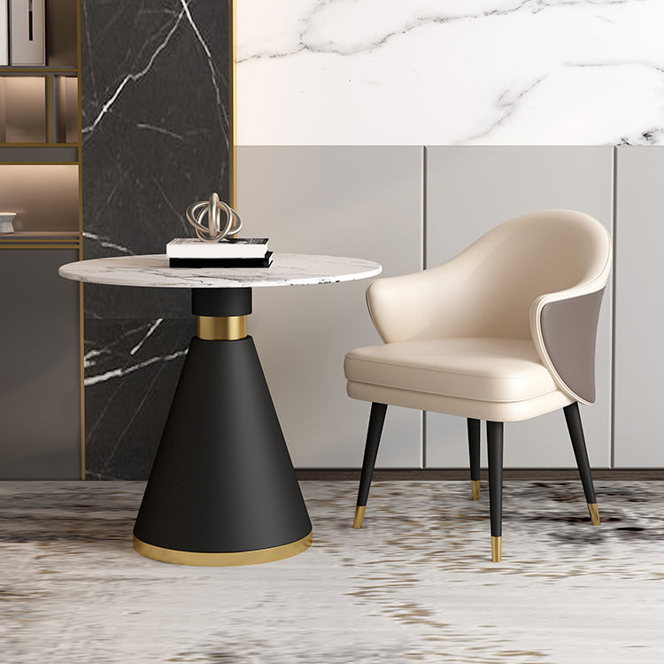 Metal Traditional Luxury Round Table Sintered Stone Top Table with Metal Pedestal