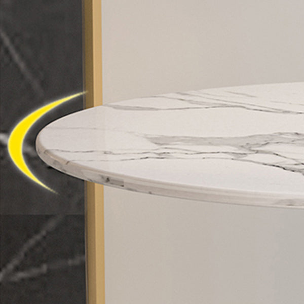 Metal Traditional Luxury Round Table Sintered Stone Top Table with Metal Pedestal