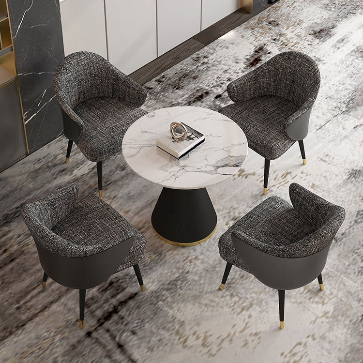 Metal Traditional Luxury Round Table Sintered Stone Top Table with Metal Pedestal