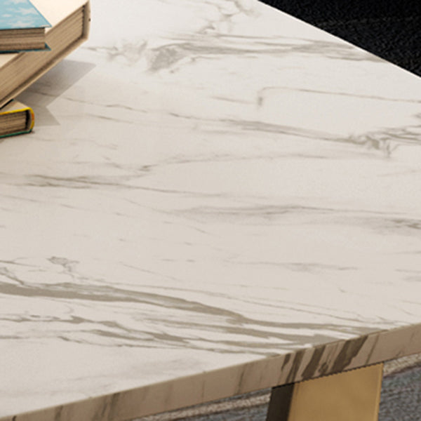 Traditional Luxury Rectangle Furniture Marble Trestle Base Dinner Table