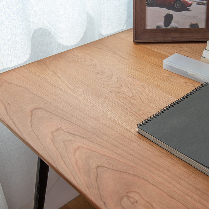 Metal Industrial Rectangle Dining Table Solid Wood Top Table with 4 Black Legs