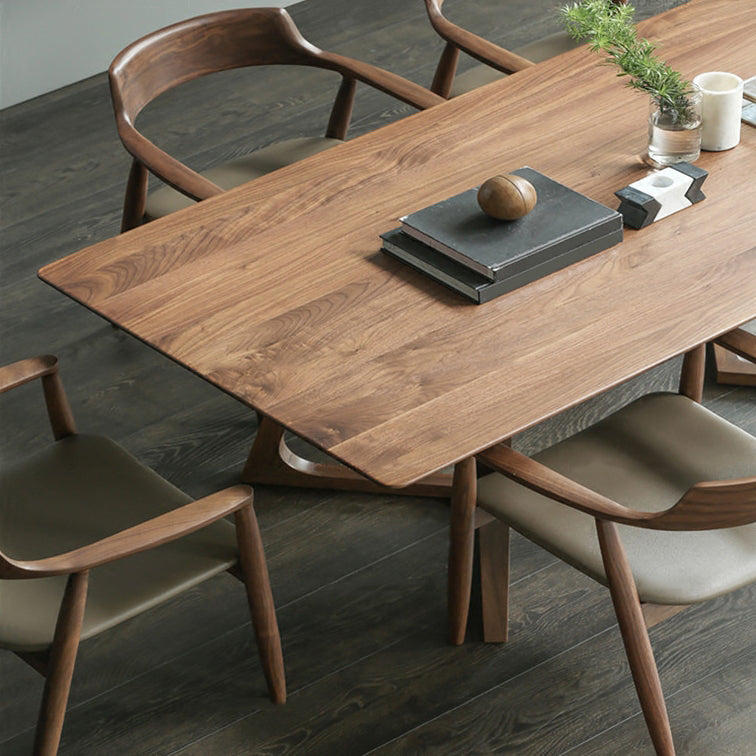 Rectangle Dining Table with Double Pedestal Modern Pine Wood Table for Restaurant