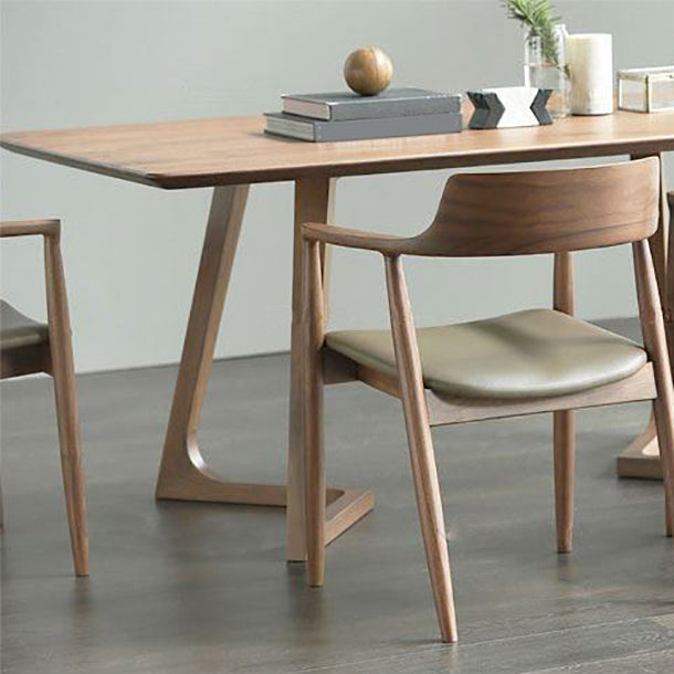 Rectangle Dining Table with Double Pedestal Modern Pine Wood Table for Restaurant