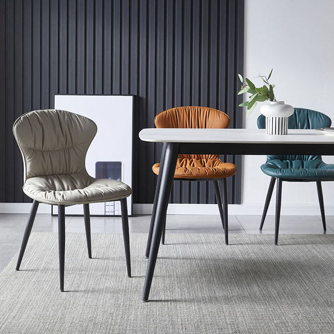 Industrial Metal Armless Chair Solid Back Dining Kitchen Room Chair