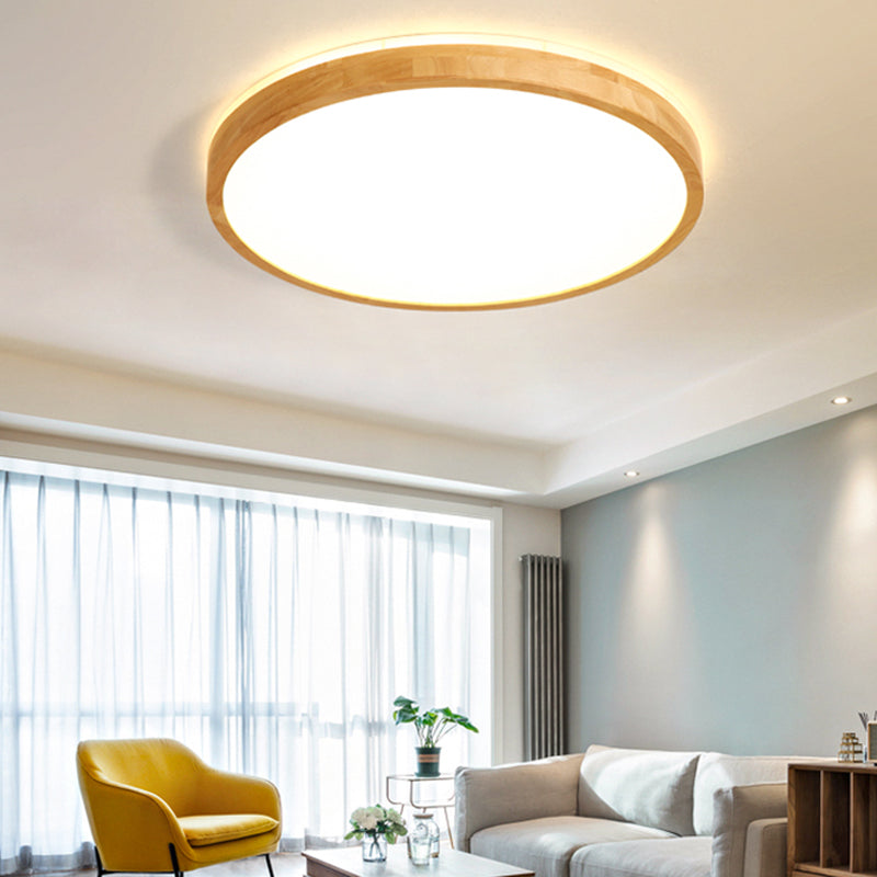 1 Light Circle Ceiling Lamp Modern Style Wood Ceiling Lighting for Dining Room