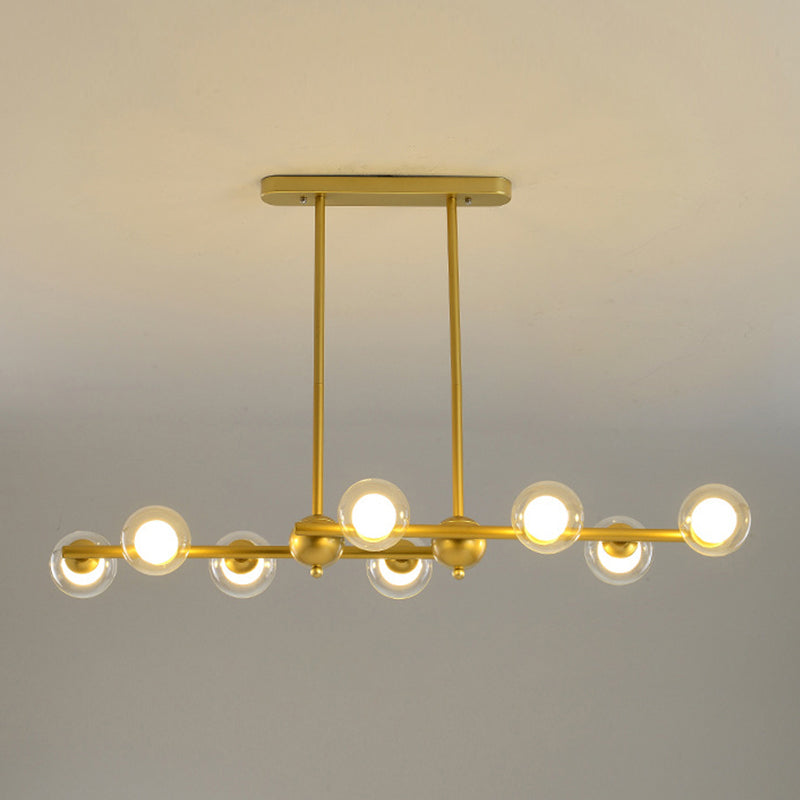 Glass Shade Island Light Fixture Contemporary Gold Suspension Light for Dining Room