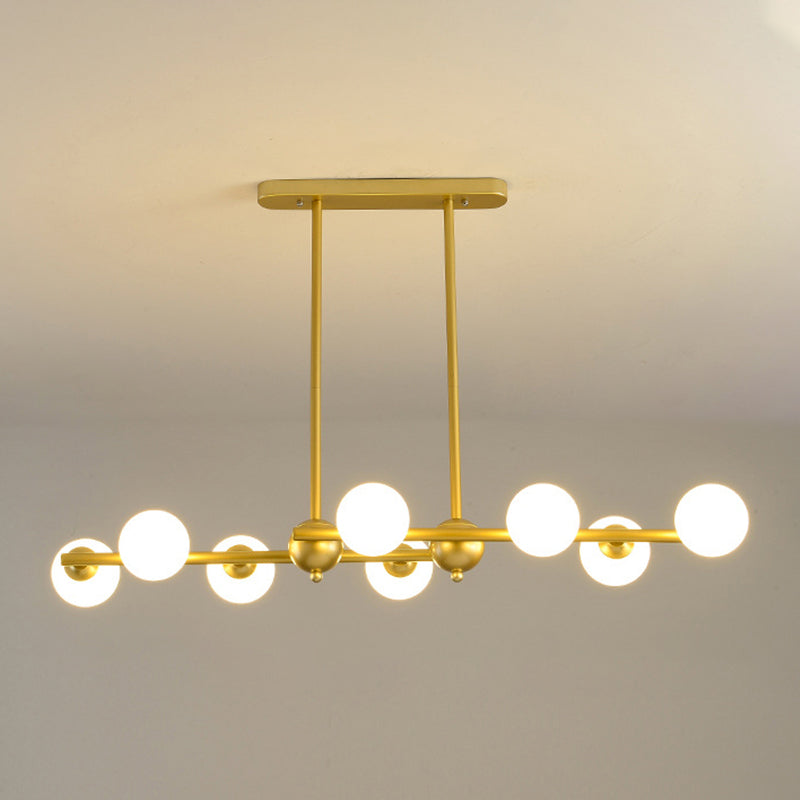 Glass Shade Island Light Fixture Contemporary Gold Suspension Light for Dining Room