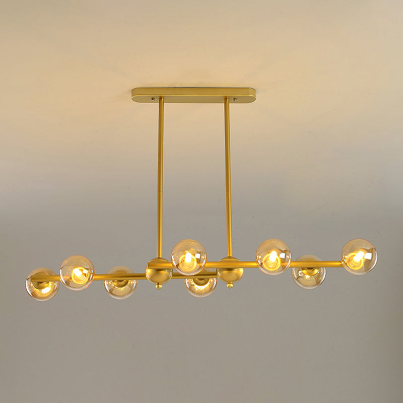 Glass Shade Island Light Fixture Contemporary Gold Suspension Light for Dining Room