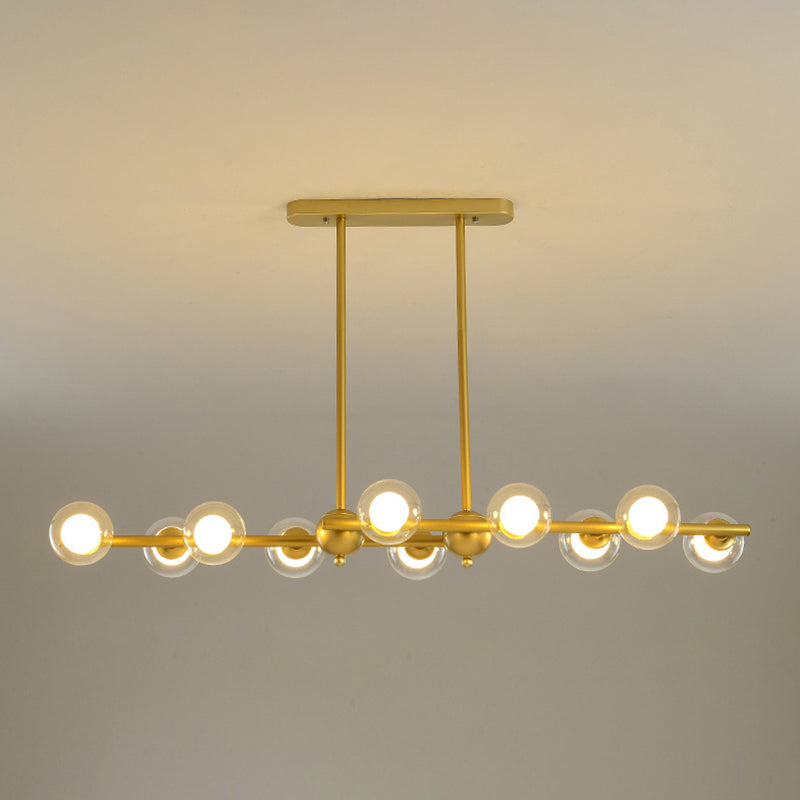 Glass Shade Island Light Fixture Contemporary Gold Suspension Light for Dining Room