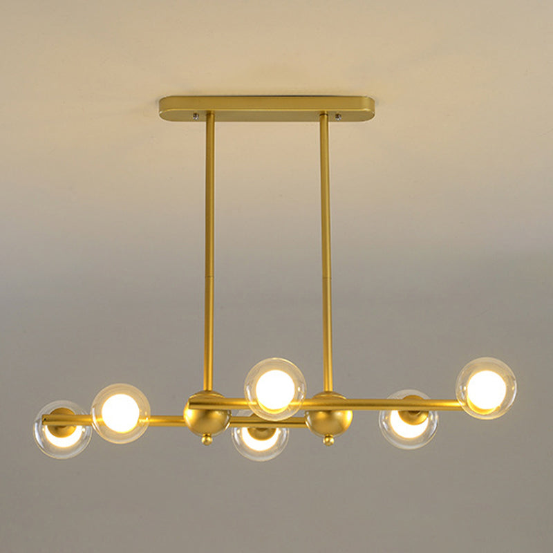 Glass Shade Island Light Fixture Contemporary Gold Suspension Light for Dining Room