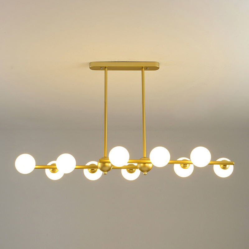 Glass Shade Island Light Fixture Contemporary Gold Suspension Light for Dining Room