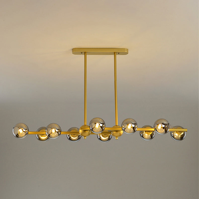 Glass Shade Island Light Fixture Contemporary Gold Suspension Light for Dining Room