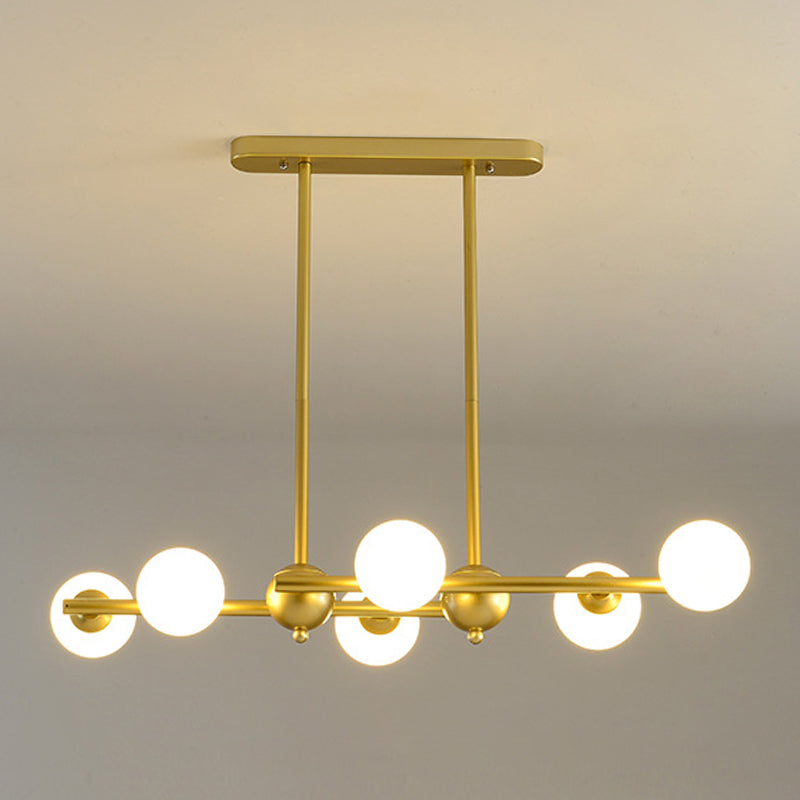 Glass Shade Island Light Fixture Contemporary Gold Suspension Light for Dining Room