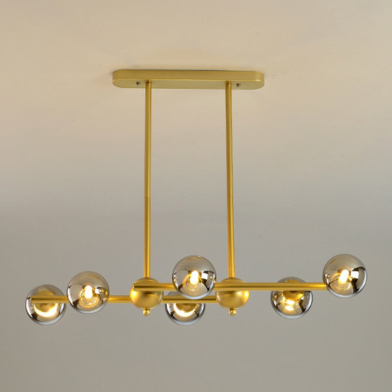 Glass Shade Island Light Fixture Contemporary Gold Suspension Light for Dining Room