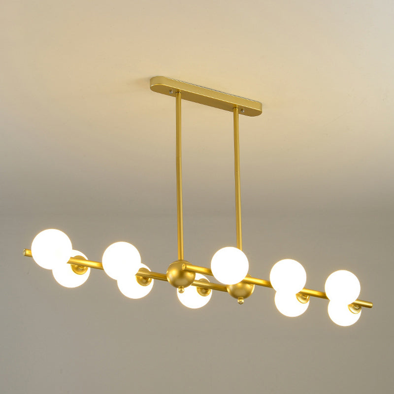 Glass Shade Island Light Fixture Contemporary Gold Suspension Light for Dining Room