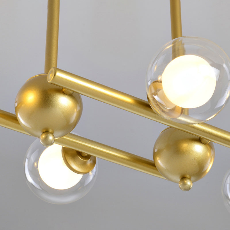 Glass Shade Island Light Fixture Contemporary Gold Suspension Light for Dining Room