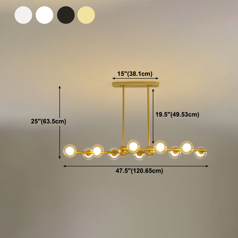 Glass Shade Island Light Fixture Contemporary Gold Suspension Light for Dining Room