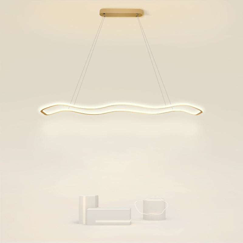 Estilo moderno forma lineal colgante metal luz 1 accesorio de iluminación colgante de luz en oro