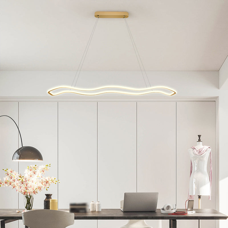 Estilo moderno forma lineal colgante metal luz 1 accesorio de iluminación colgante de luz en oro