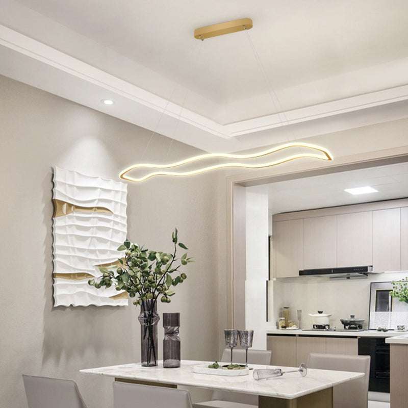 Estilo moderno forma lineal colgante metal luz 1 accesorio de iluminación colgante de luz en oro