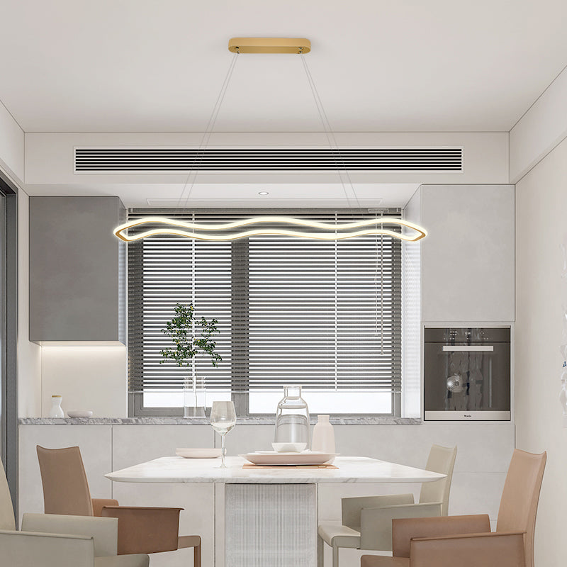 Estilo moderno forma lineal colgante metal luz 1 accesorio de iluminación colgante de luz en oro