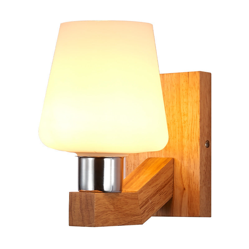 Modern Style Geometric Wall Light Sconces Wood 1 Light Wall Lighting Ideas