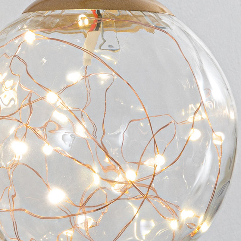 Nordic Starry Wall Light Fixture Transparent Glass Bedroom LED Wall Sconce in Gold