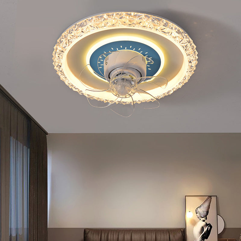 Nordic Style Round Fan Light Metal Colorful LED Flush Mount Light for Bedroom
