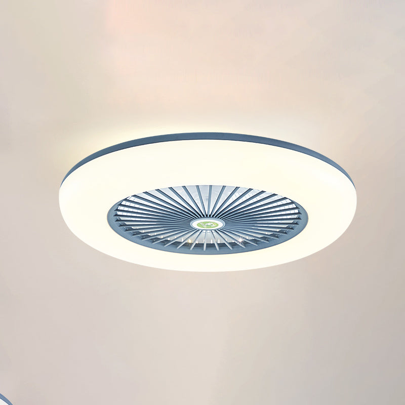 1-Light Modern Round Fan Light Metal Colorful LED Flush Mount Light for Bedroom